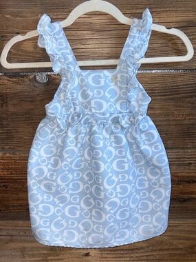 Light Blue Guess Kids Ruffle Strap Dress
